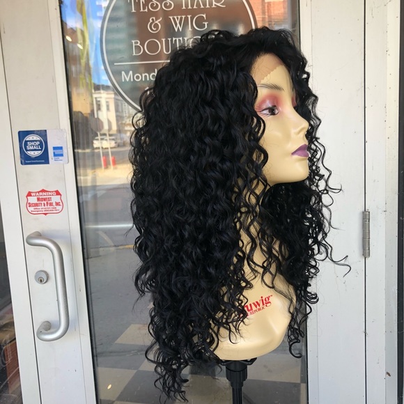 Black curly swisslace lacefront Freepart Long Wig - Picture 2 of 8